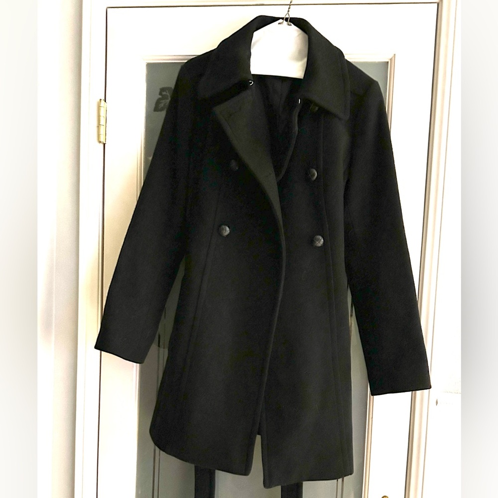 Classic Express Black Double-Breasted Pea Coat